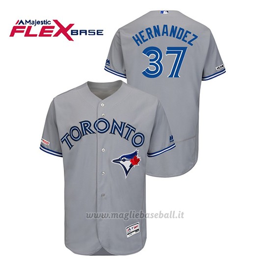 Maglia Baseball Uomo Toronto Blue Jays Teoscar Hernandez 150th Aniversario Patch Autentico Flex Base Grigio